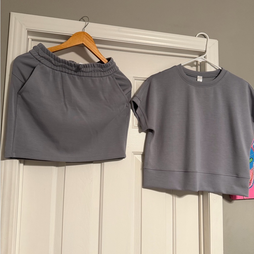 lululemon athletica Gray Short Sleeve Top and Skirt Set